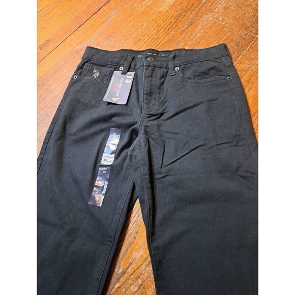 New Boys Size 16 US Polo Association Black Straight Leg Twill Pants Jeans NWT - Picture 2 of 3